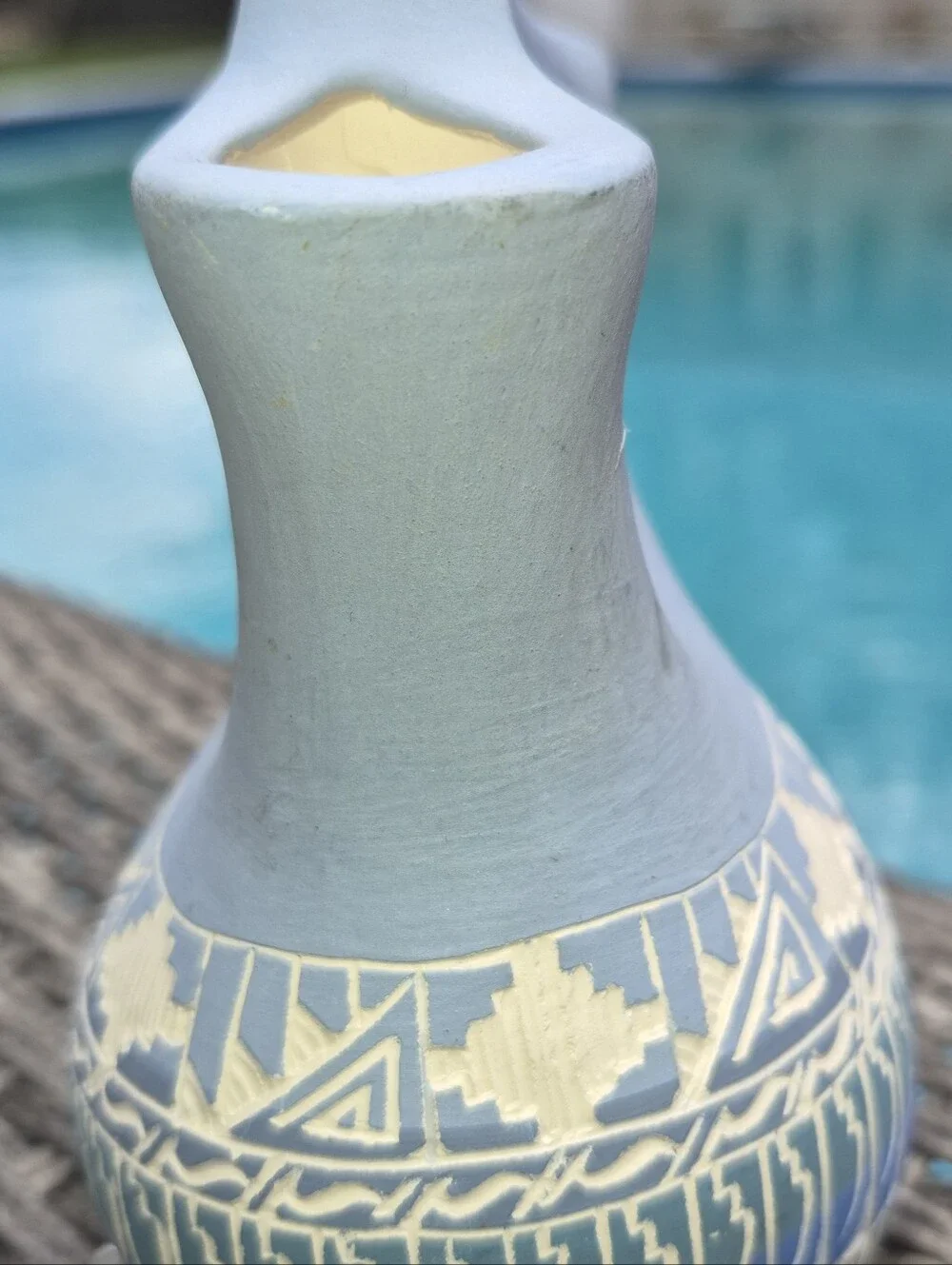 Small Navajo Etched Wedding Vase , Signed By Paula Nez